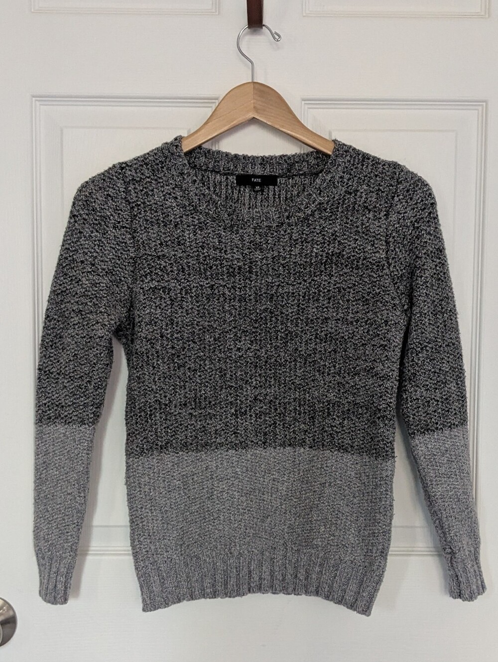 Fate Two-Tone Gray Marled Crewneck Sweater Size XS